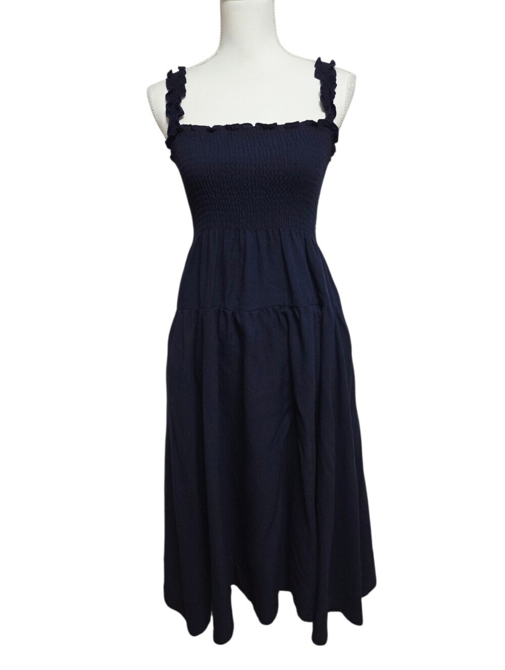 CAARA Calypso Tiered Navy Blue Sundress Size Small